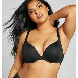 Cacique Bra Full Coverage Black Smooth Underwire Lane Bryant Push Up 40DD‎